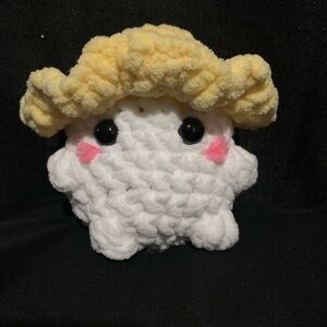 Handmade Crochet Sunflower Mushroom Boi with Yellow Top Plushie